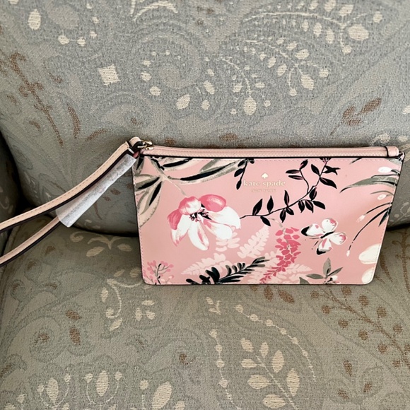 NWT Kate Spade Wristlet - Felicity Street Botanical Eli Cameo Pink - Picture 3 of 6
